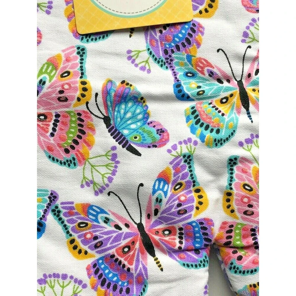Spring Butterflies Butterfly Cotton 2-Piece Potholder Oven Mitt Set Colorful